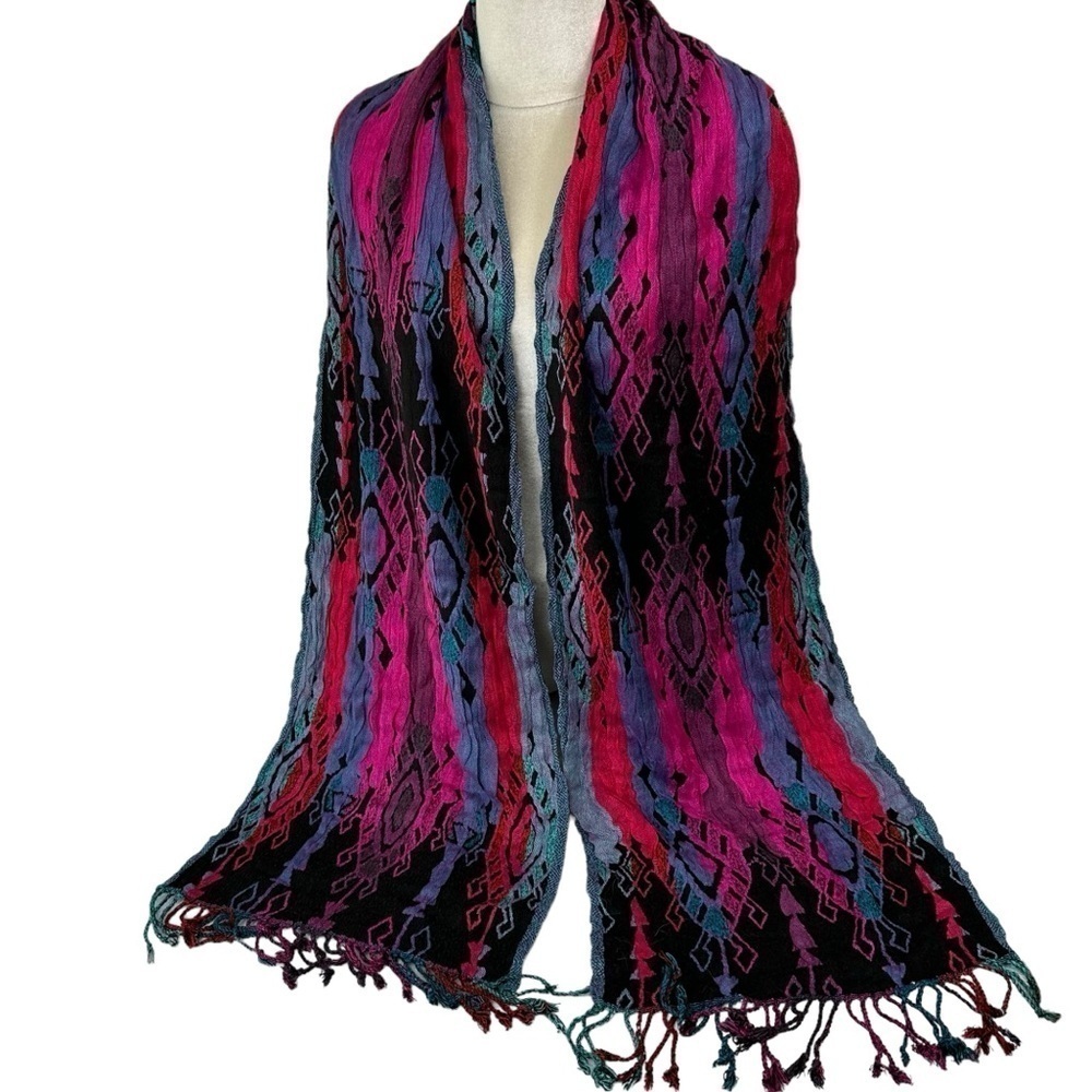 Bold and Beautiful Silk Blend Hot Pink, Aqua Four-Season Scarf